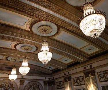 ceiling view of chandeliers