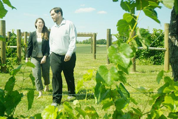 Couple Walking at Talon Vineyards