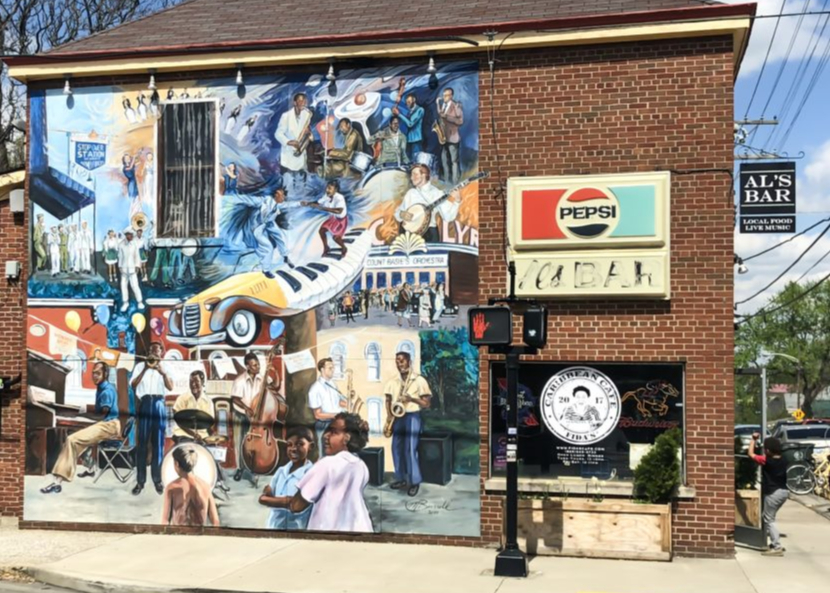 Lexington mural on live music venue Al's Bar.