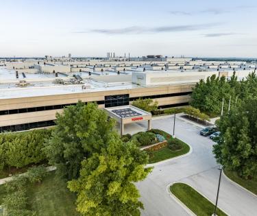 Toyota sky view of front building